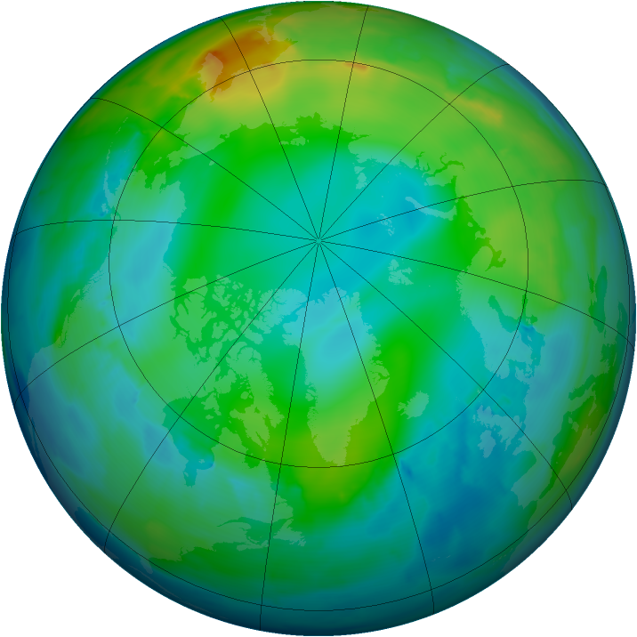 Arctic ozone map for 02 December 2013